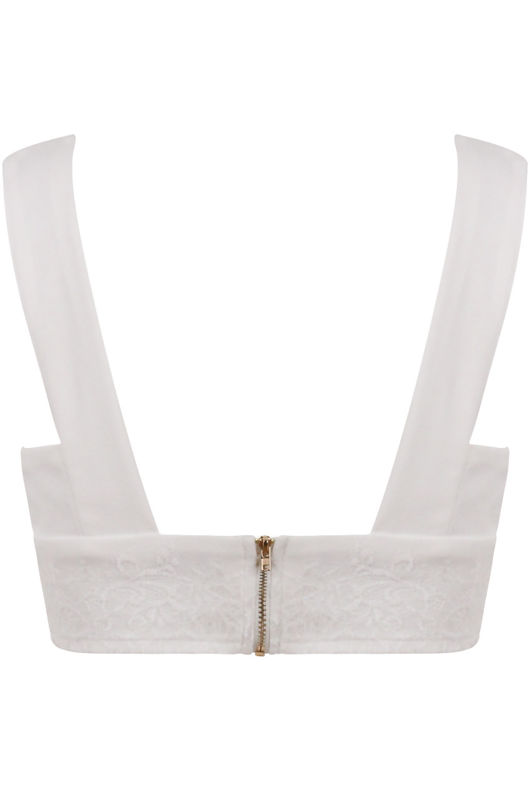 Cream Lace Trim Low Back Bralet
