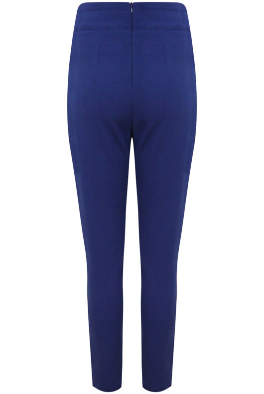 Royal Blue Cross Over High Waisted Trousers