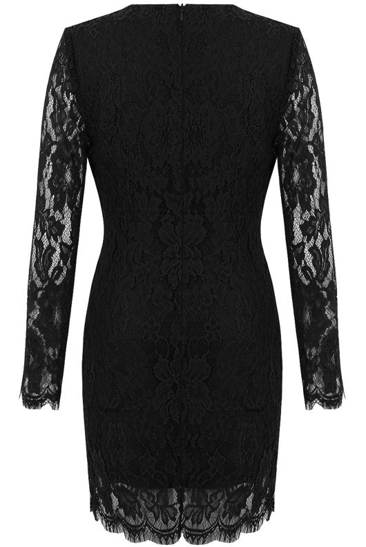 Black Plunge Neck Lace Bodycon Dress