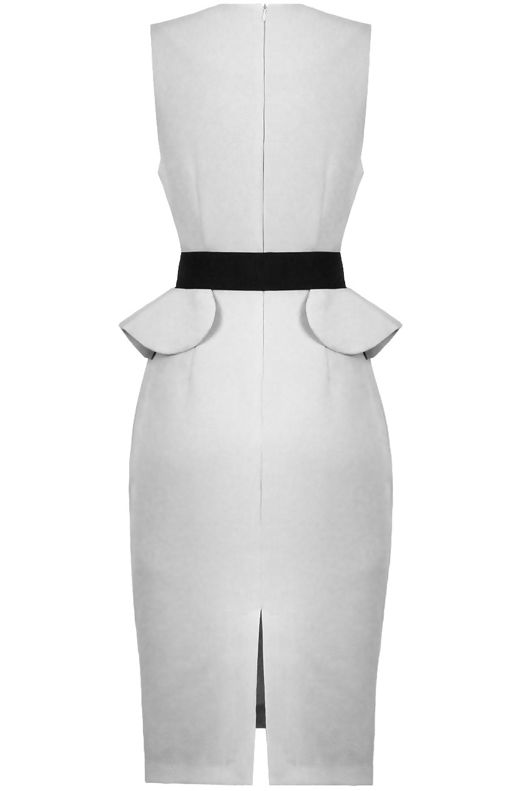 White Belted Peplum Dress