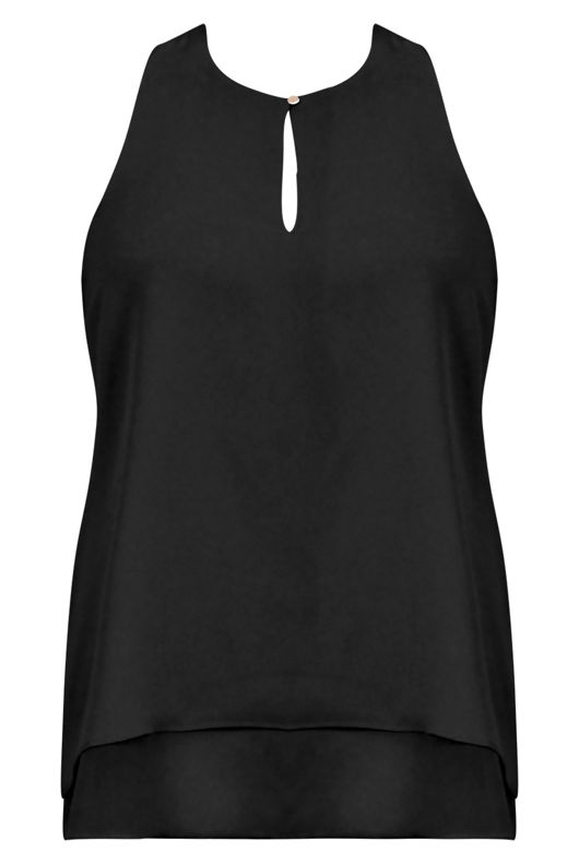Black Lined T Back Sleeveless High Neck Top
