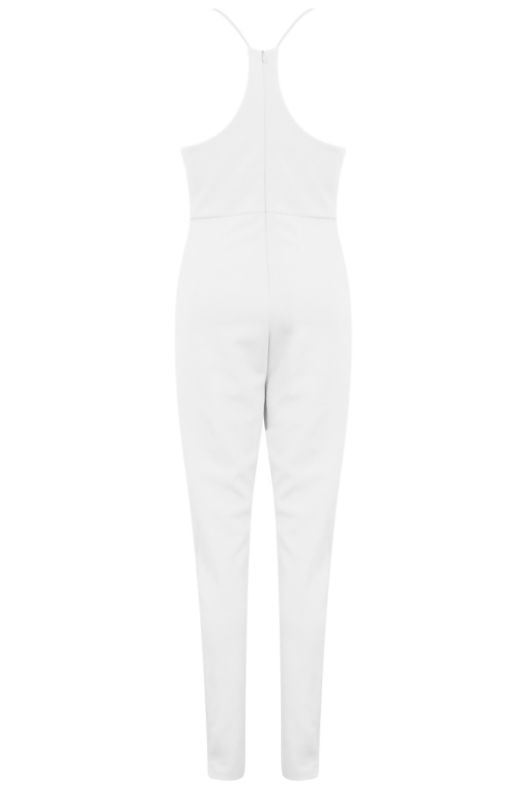 White Lace Insert Strappy Jumpsuit