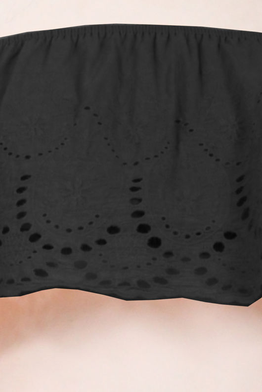 Off The Shoulder Boho Crop Top In Black