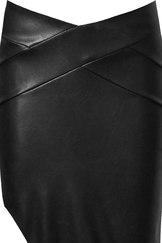 Black PVC Cross Textured Side Slit Zip Up Maxi Skirts 