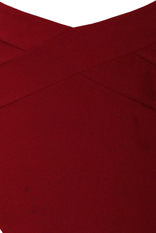 Burgundy Cross Textured Side Slit Zip Up Midi Skirts