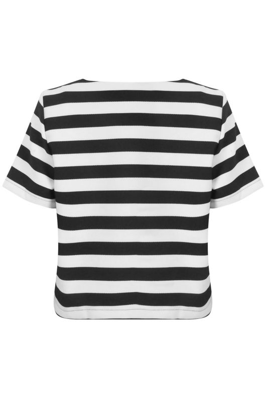 Black Cream Stripe Crop Top