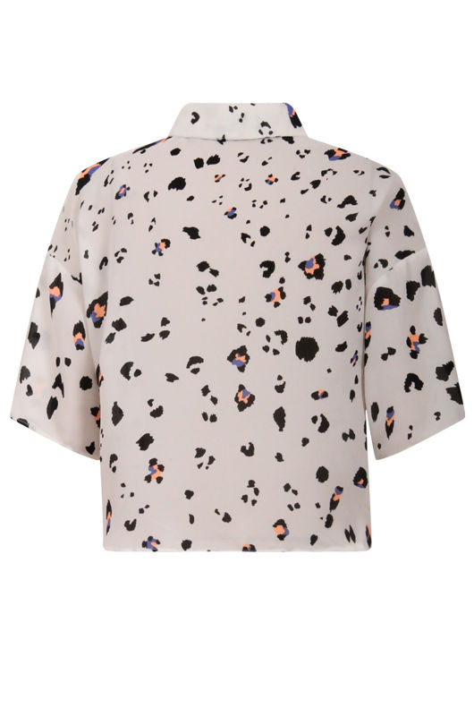 Cream Leopard Print Cropped Shirt