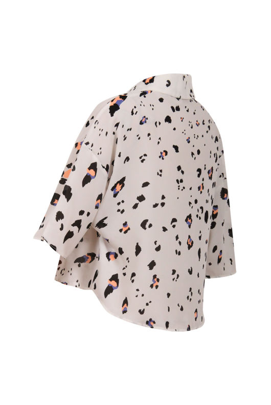 Cream Leopard Print Cropped Shirt