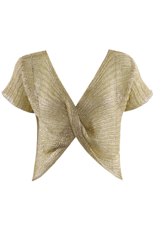 Gold Metallic Twist Front Knit Top