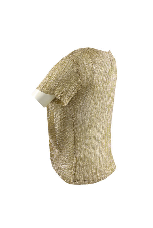 Gold Metallic Twist Front Knit Top