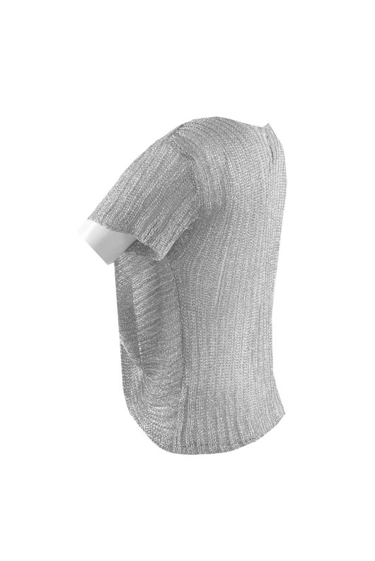 Silver Metallic Twist Front Knit Top