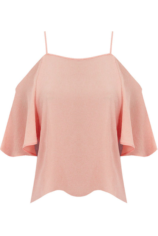 Pink Chiffon Off The Shoulder Tops