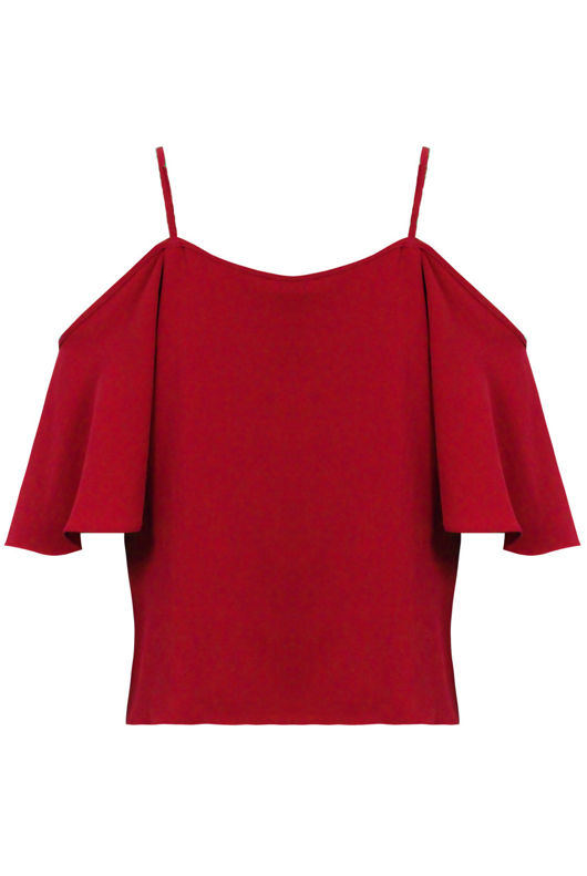Wine Off The Shoulder Chiffon Tops