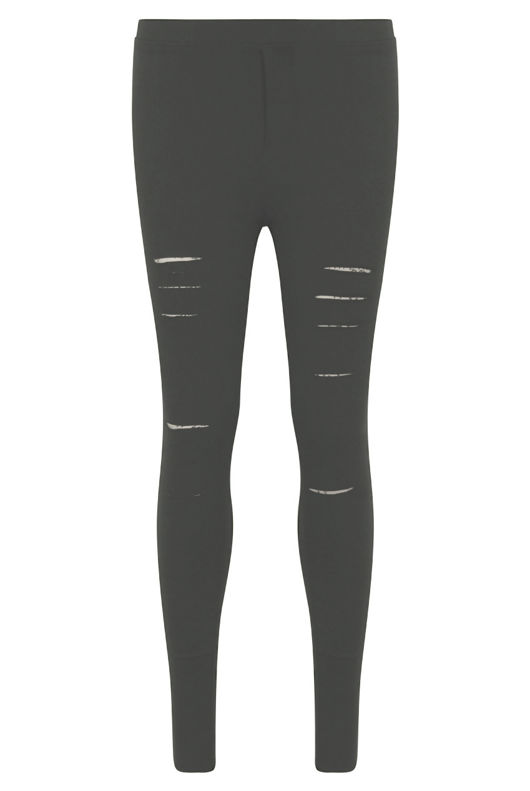 Ripped Detail Jeggings in Grey