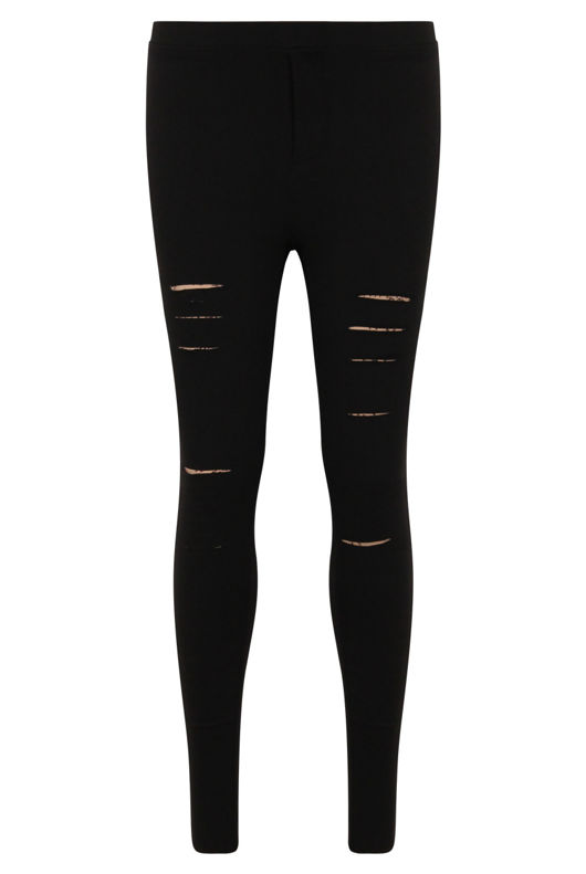 Ripped Detail Jeggings in Black