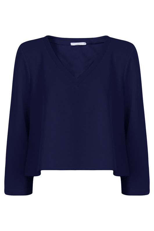 Navy V Neck Plain Tops