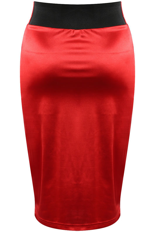 Red Cross Over High Waist Satin Skirt