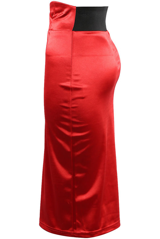Red Cross Over High Waist Satin Skirt