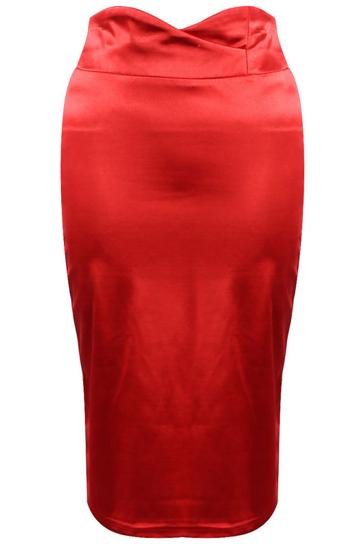 Red Cross Over High Waist Satin Skirt