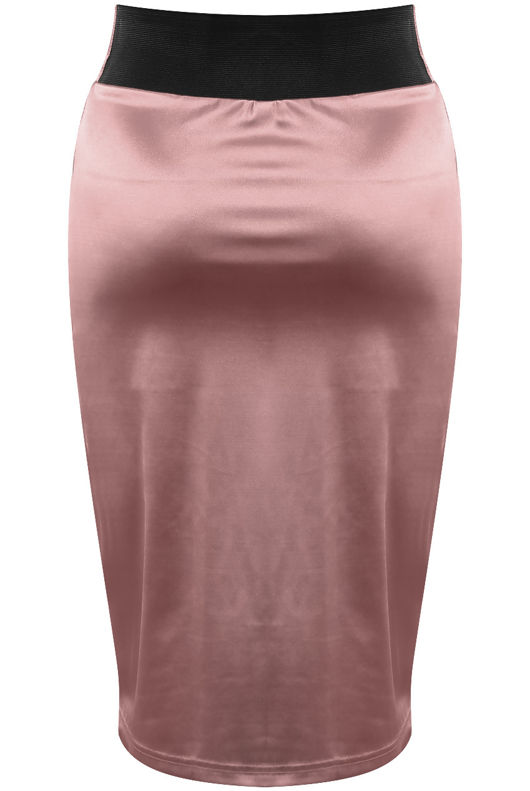 Pink Cross Over High Waist Satin Skirt