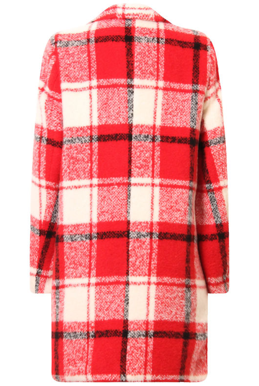 Red and Cream Tartan Wool Overcoat
