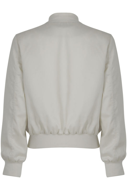 White Eye Lash Embellished Bomber Jacket