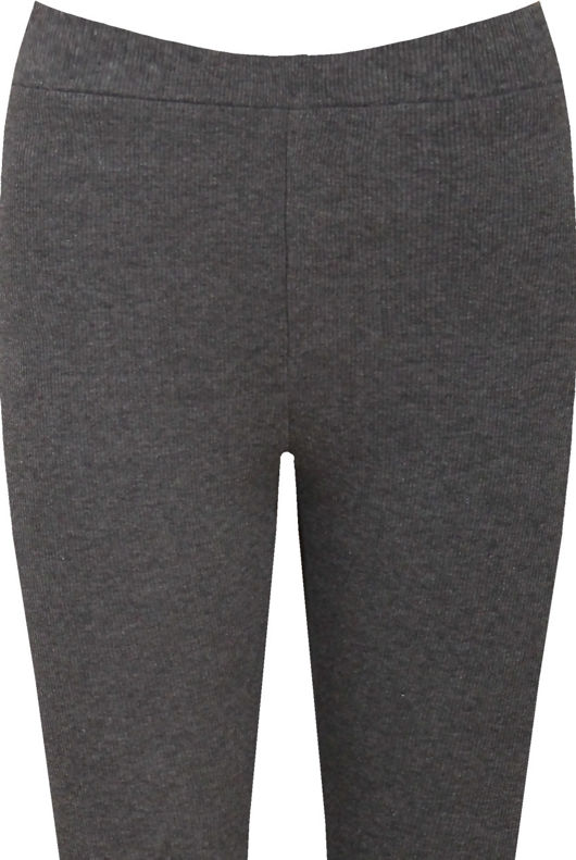 Grey Jersey Ribbed Leggings 