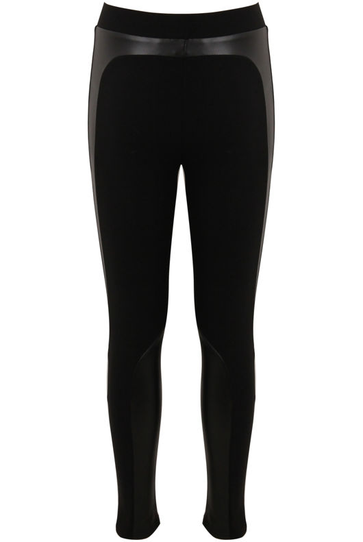 Black PU Panel Leggings