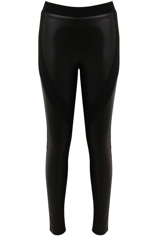 Black PU Panel Leggings