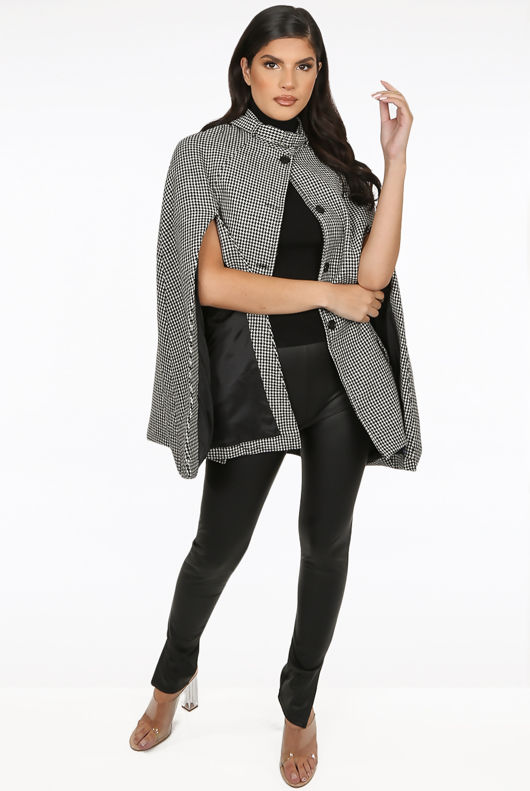 Buckle Neck Dogtooth Cape