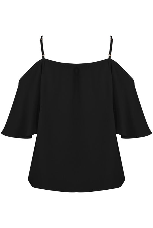 Black Cold Shoulder Cami Tops