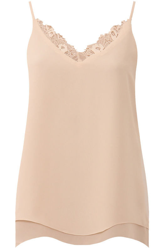 Beige Floral Lace Textured Layered Tops