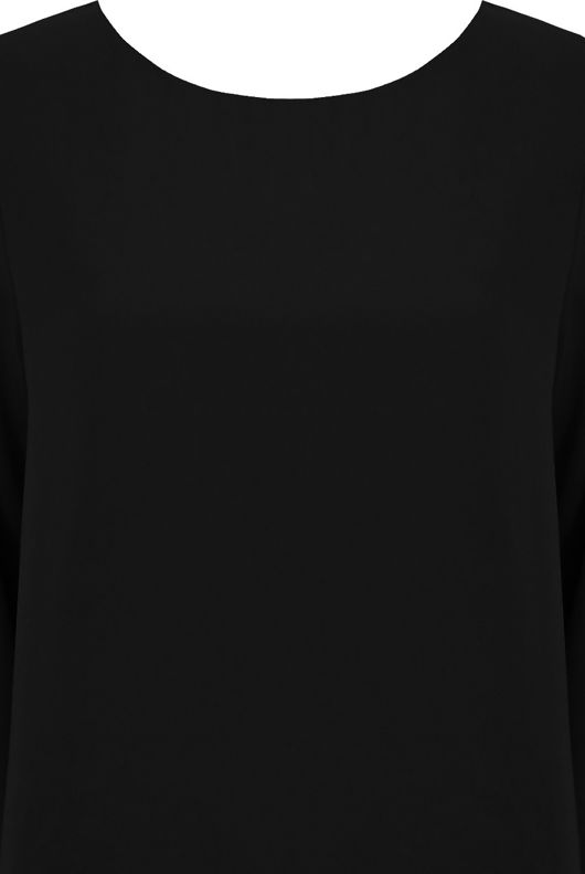 Black Side Split Long Sleeve Tops