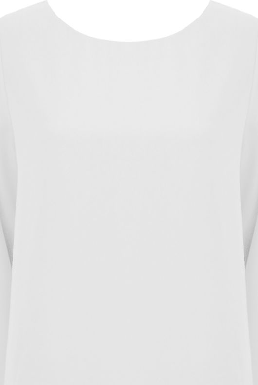 White Side Split Long Sleeve Tops