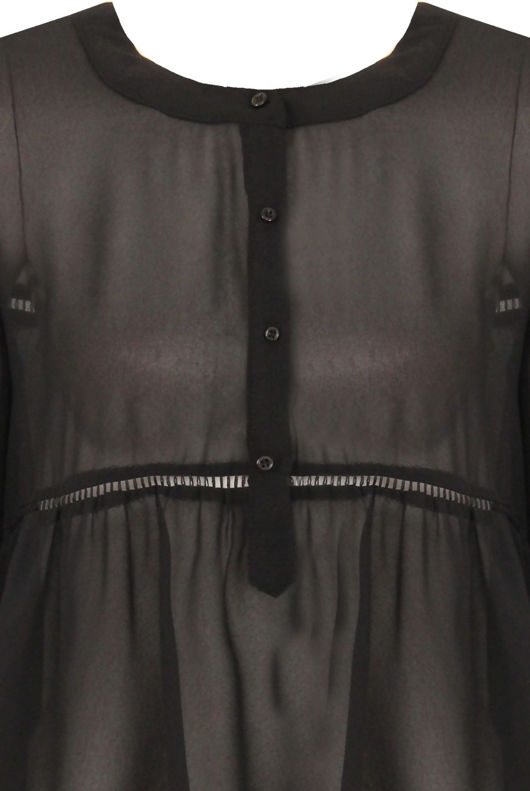 Black Button Up Smock Blouse