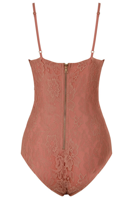Pink Scalloped Lace Detailed Body