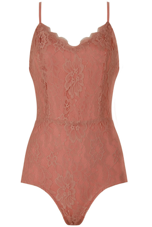 Pink Scalloped Lace Detailed Body