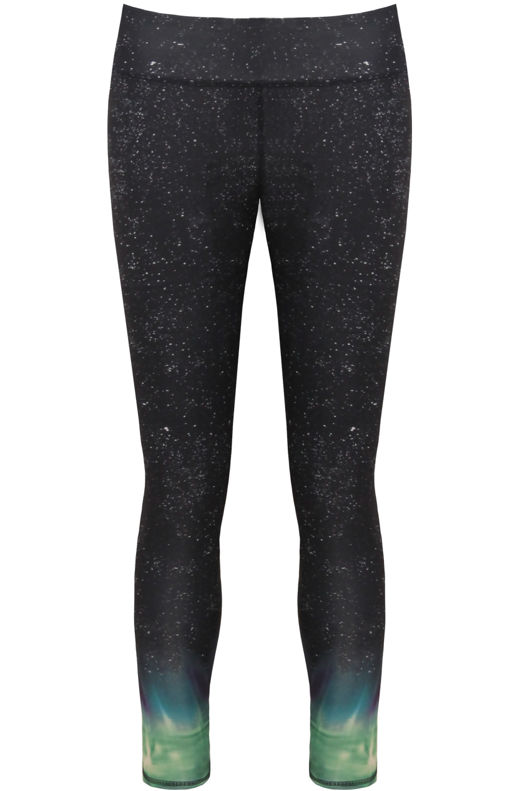 Black Dotted Print Fitted Leggings
