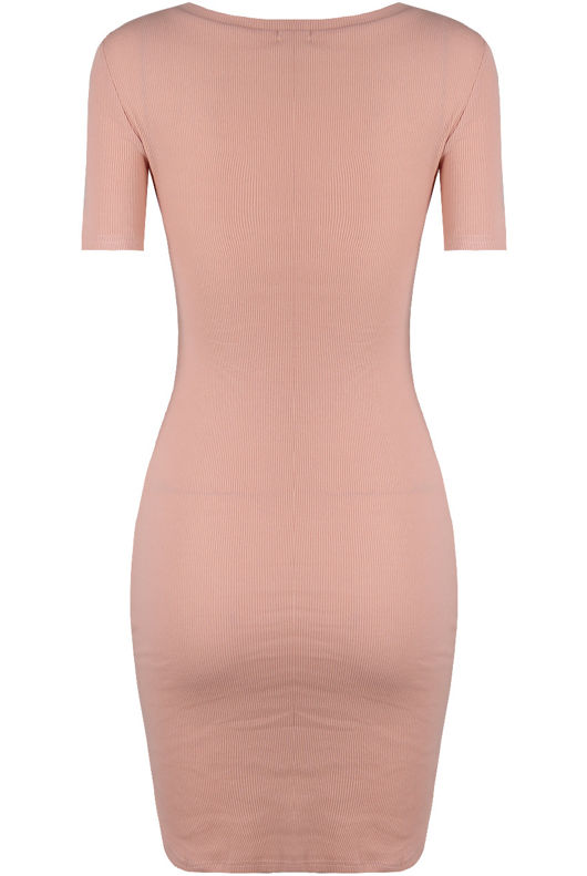 Black Vertical Stripe Textured Bodycon Dress 