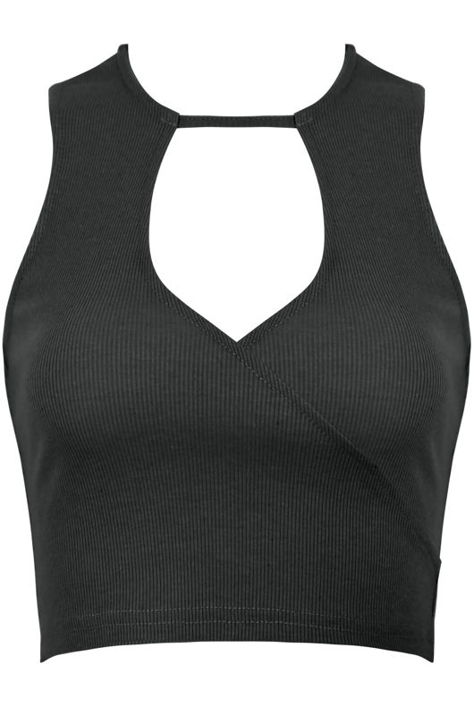 Grey Cut Hole Knitted Crop Top