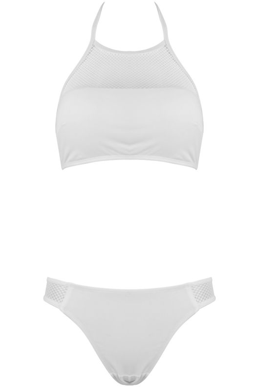 White Mesh Insert Bikini Set