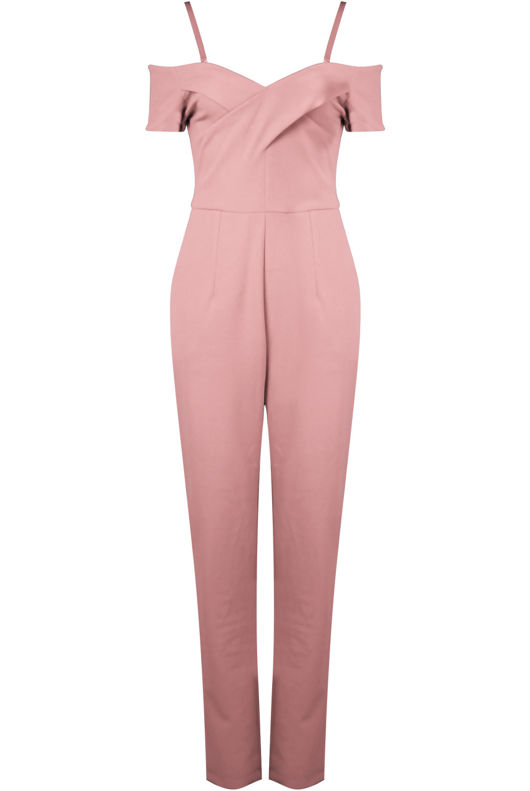 Rose Cross Front Bardot Jumpsuit