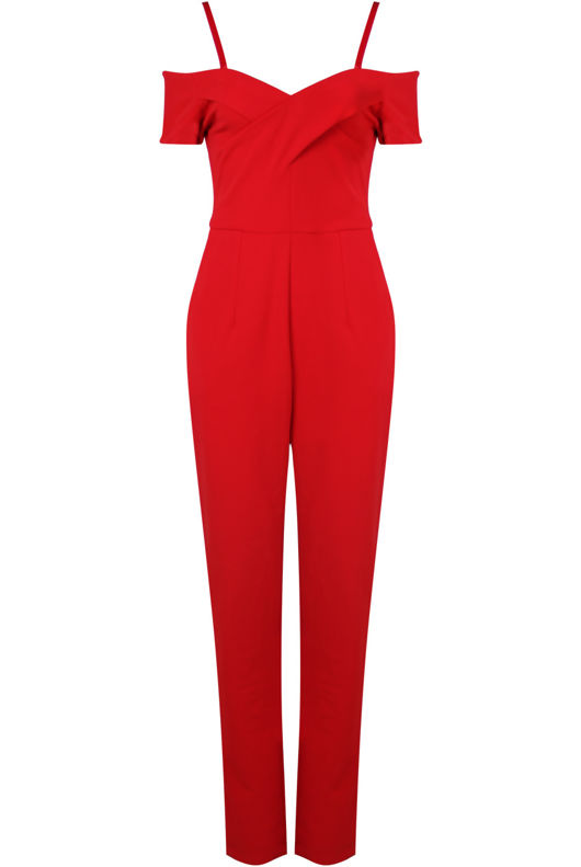 Red Cross Front Bardot Jumpsuit