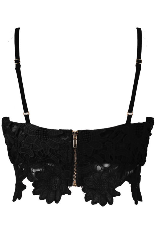 Black Crochet Lace Overlay Bralet