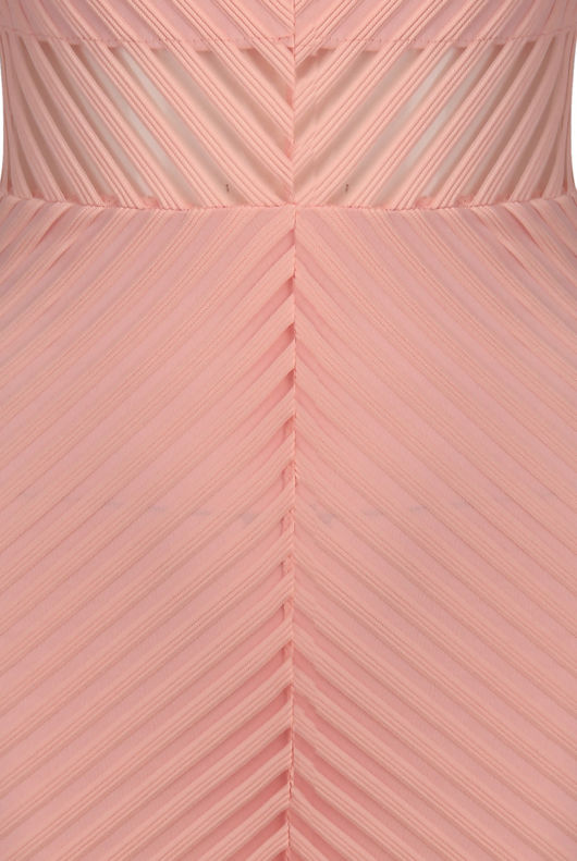 Pink Cross Stripe Textured Bodycon Dress