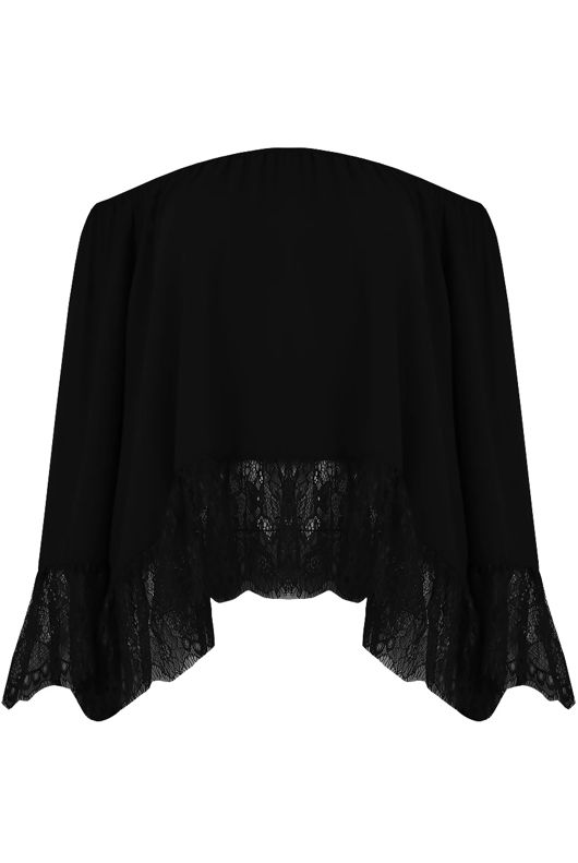 Black Off The Shoulder Lace Border Blouse