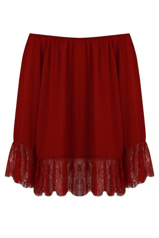 Wine Off The Shoulder Lace Border Blouse