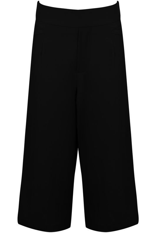 Black Zip Up Wide Leg Trousers 