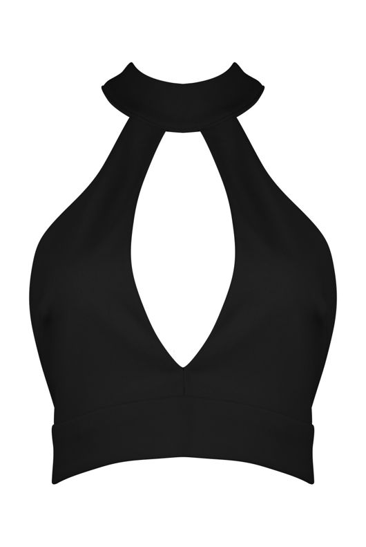 Black Keyhole Tie Back Crop Top