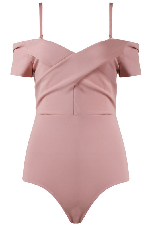 Rose Cross Front Bardot Bodysuit